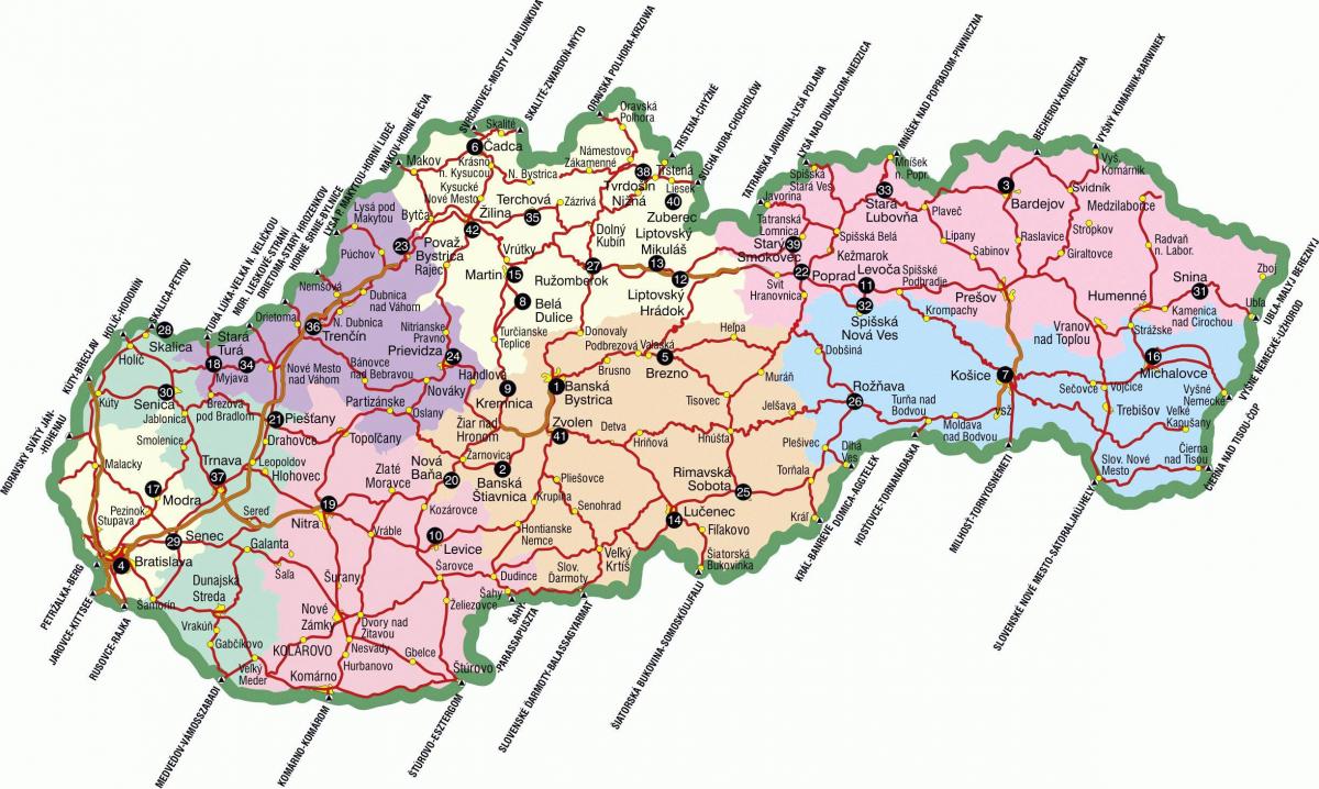 سلوفاكيا مناطق الجذب السياحي خريطة