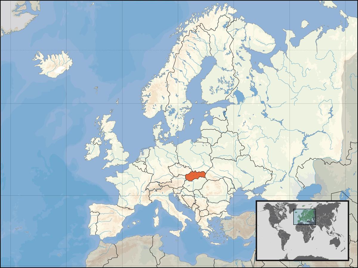 سلوفاكيا الموقع على خريطة العالم ، 