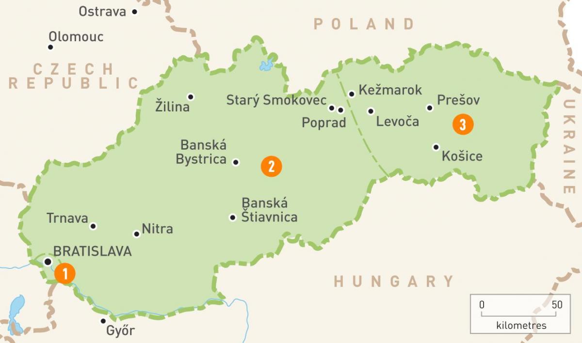خريطة المناطق سلوفاكيا