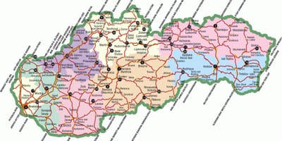 سلوفاكيا مناطق الجذب السياحي خريطة